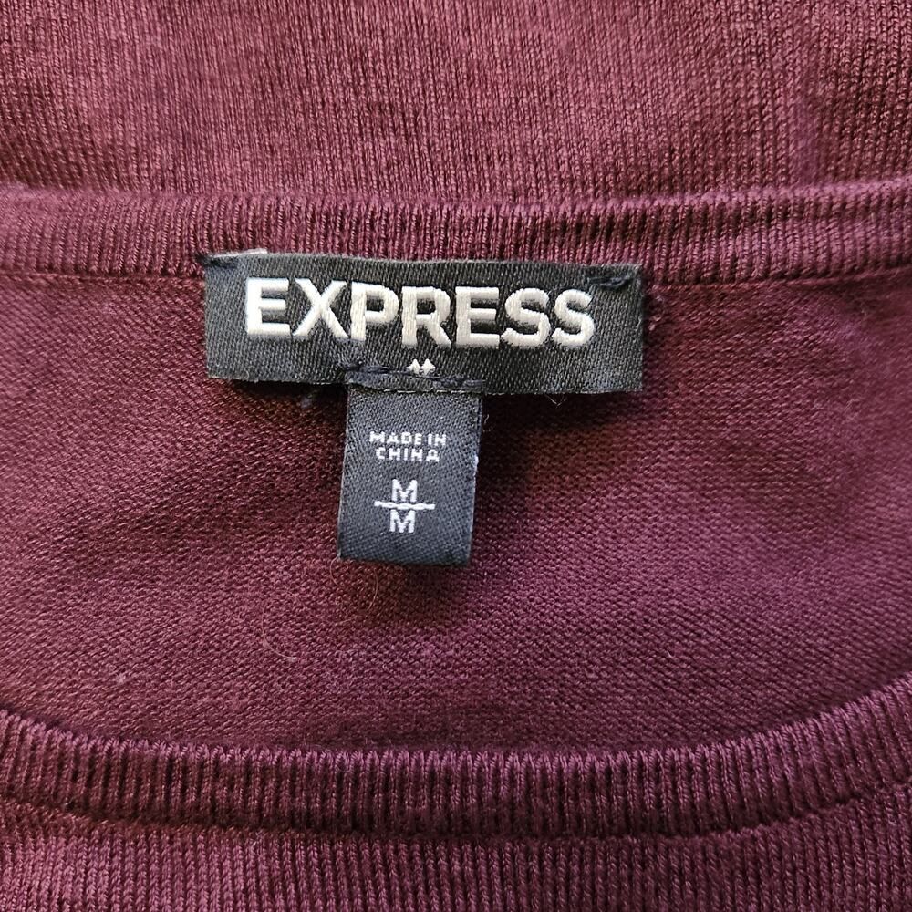 Express Sweater Dress Size Medium Plum Purple Long Sleeves, Ruched Holiday - Picture 6 of 8